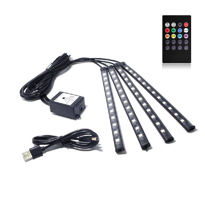 

4pcs Car Styling Decoration Light USB Wireless RemoteAPP Control Interior Floor Foot LED Atmosphere RGB Neon Strip Waterproof Fle