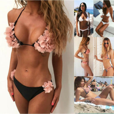 

New Fashion Women Triangle Push-Up Flower Bikini Set Swimwear Swimsuit Beachwear