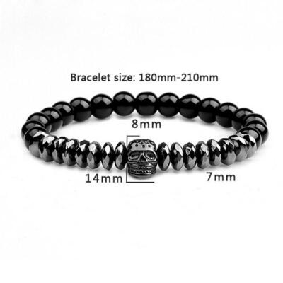 

Men&ampacutes Jewelry Gift Lava Stone Lion Buddha Skull Beaded Charm Bracelet Bangle New