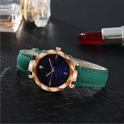 

RM Simple And Stylish Luxurious Starry Dial Convex Mirror Leather Strap Watch