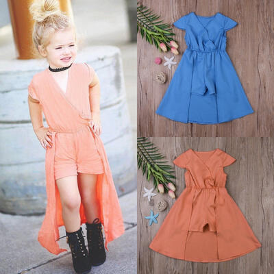 

6M-4Y Baby Kids Girls Dress Toddler Princess Party Tutu Summer Solid Dress Cute