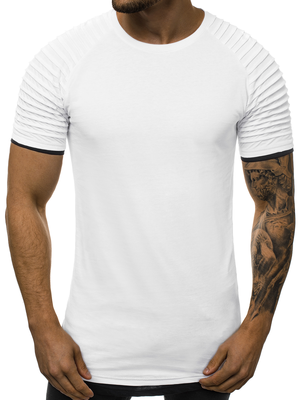 

Fashion Men Slim Fit Muscle Shirt Short Sleeve Pleat T-Shirt Blouse Casual Tops