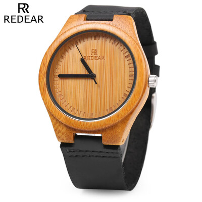 

REDEAR SJ 1448 - 3 Quartz Men Watch Wooden Dial Leather Band Wristwatch