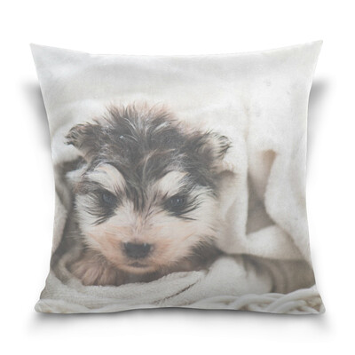 

ALAZA Throw Pillow Case Decorative Pillow Covers 16 X 16 inch Puppy After Bath Pattern Pillowcase
