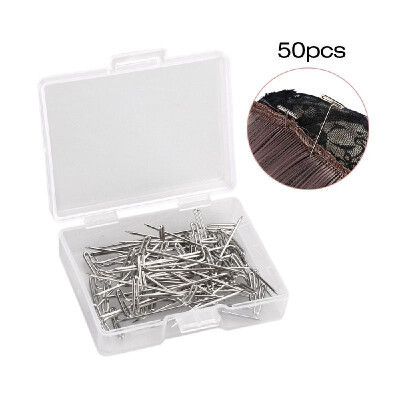 

50 Pieces Wig Making Pins Needles Set Wig T Pins Needles Hair Weave Needles for Wig Making Blocking Knitting Modeling & Crafts Sta