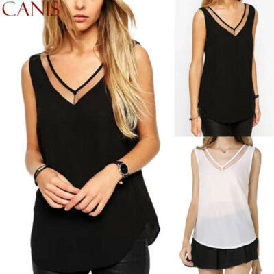 

New Fashion Women Casual Sleeveless Vest Tank Tops Loose Chiffon T Shirt Blouse