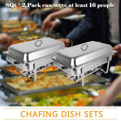 

8 Quart Rectangular Chafing Dish of Stainless Steel Full Size Tray Buffet Catering124 pack