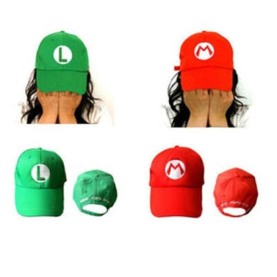 

NEW Super Mario Bros Anime Cosplay Kids Adout Hat Luigi  Cap