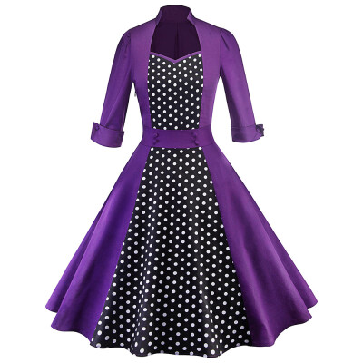 

Retro Polka Dot Insert Swing Dress