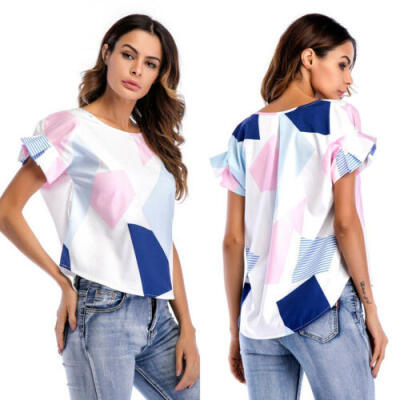 

Womens Ladies Summer Loose Tops Short Sleeve Shirt Casual Blouse T-shirt Fashion