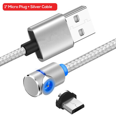 

90 Degree 3 in 1 Led Cable Magnetic Charging Cable for iPhone X 8 7 6 Plus  Nylon Micro USB Cable USB Type-C USB C Cable