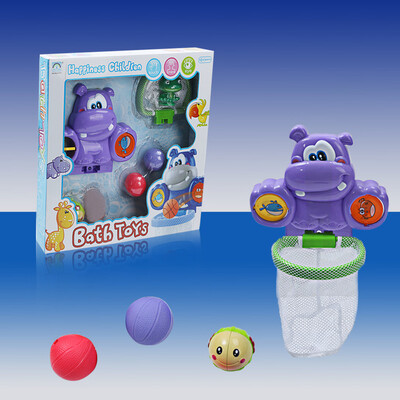 

Hippo Basketball Hoop Bathtub Shooting Game Toddler Bath Toys Set