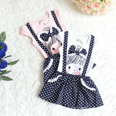 

Cute Baby Girls Kid Polka Dot Summer Toddler Overalls Outfit Clothes Short Dress