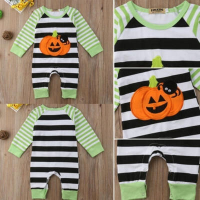 

Fashion Baby Boy Girls Halloween Pumpkin Long Sleeve Romper Jumpsuit Bodysuit Cotton Outfit