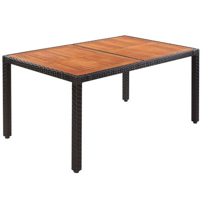 

Outdoor Table Poly Rattan Acacia Wood Top 59"x354"x295
