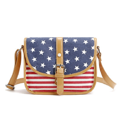 

Stars Stripes Patchwork Small Canvas Crossbody Bag