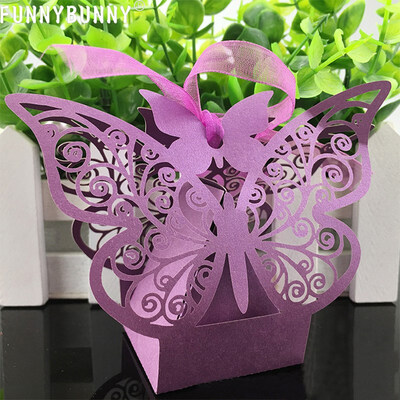 

FUNNYBUNNY 10 PCS Butterfly Laser Cut Favor Boxes Wedding Gift Boxes for Party Favors Packaging Gift Boxes Gift Bag Candy