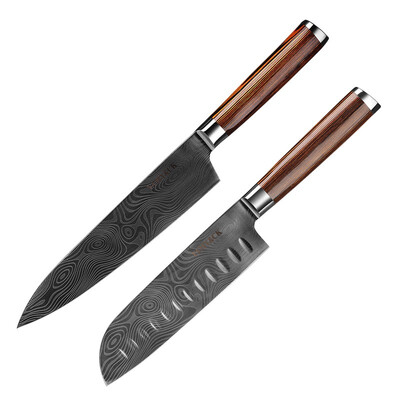 

YAMY&CK kitchen knife stainless steel laser pattern chef slicing knife Germany molybdenum vanadium steel 8 inch western knife cutt