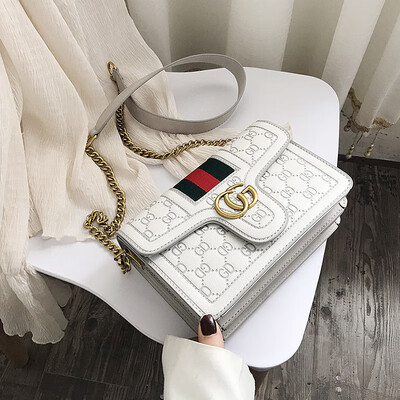 

Qiao Bani 2019 new European&American style fashion indentation ribbon chain PU flip bag shoulder diagonal trend handbags
