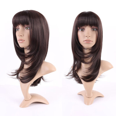 

Long Curly Synthetic Wig with Bangs Short Hair Wigs Heat Resistant Full Wig Full Head for Women