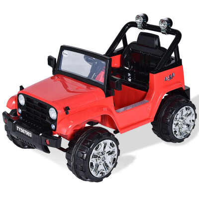 

12V Kids Music Remote Control Ride on Jeep Car w LED Lights-Red