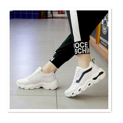 

2018 spring&autumn new thick-soled lace color matching womens shoes autumn&winter retro wedge with womens shoes