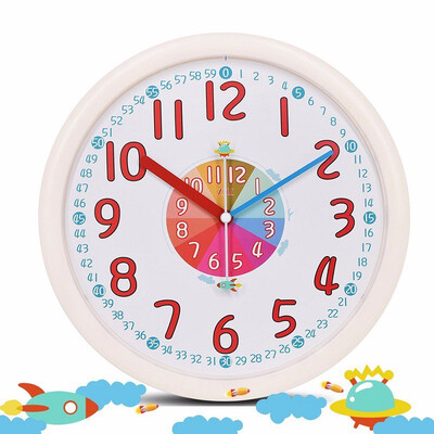 

12 Inch Plastic Kids Wall Clock Slient Safe Colorful Cartoon Clcok Children Wall Clock Funny Interesting Child Learn Clock