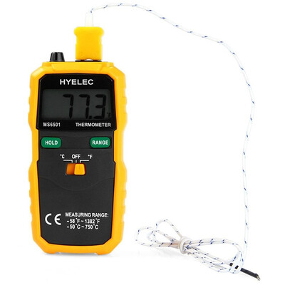 

2017 New Arrival 1 Pcs LCD Digital Thermometer Temperature Testing Meter Detector with Probe HYELEC MS6501 Wireless K Type