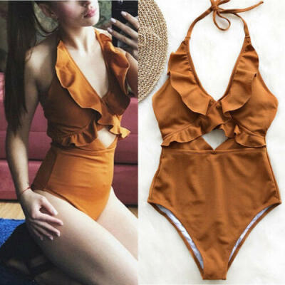 

Women One Piece Bathing Ruffles Monokini Push Up Padded Bikini Swimsuit Swimwear