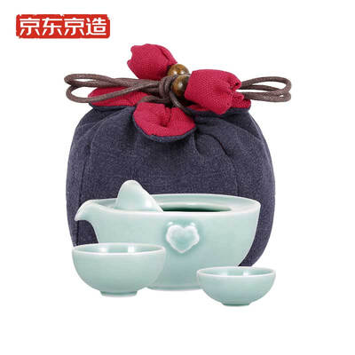 

Beijing Tokyo Longquan Celadon Travel Tea Set Three-piece Ceramic Teapot