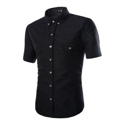 

Luxury Mens Button Casual Shirts Slim Fit Short Sleeve Dress Shirt T-shirt Tops