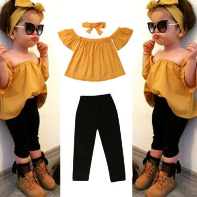 

2019 Cute Toddler Kids Baby Girl Flower Top Dress Pants Leggings Outfits Clothes