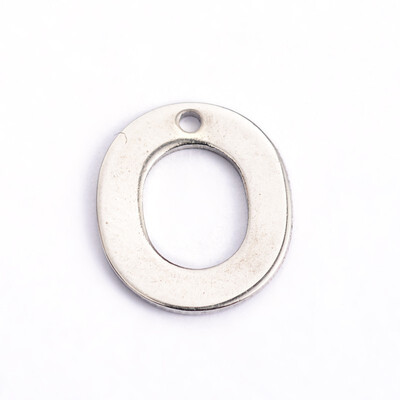 

304 Stainless Steel Letter Charms LetterO 11x10x05mm Hole 1mm