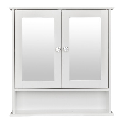 

Bathroom Wall Cabinet with Mirror Doors Adjustable Shelf Mirror Wall Mounted White