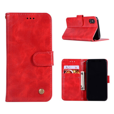 

MOONCASE Apple iPhone 9 Plus Premium Vintage Leather Case - Red