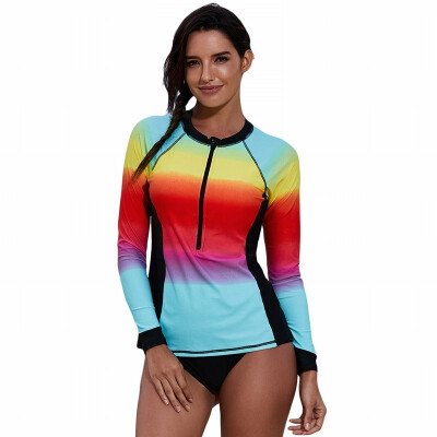 

Casual surf Womens Swimwear rainbow tie-dyed one-piece Swimwear top