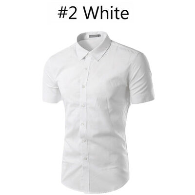 

Mens Short Sleeve Button Down T-shirt Tops Slim Fit Casual Dress Stylish Shirts