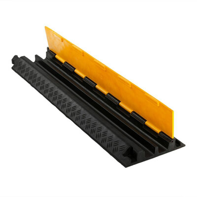 

2-Channel Cable Protector Durable Cable Ramp Protective Cover Cable 18000lbs Per Axle Capacity Protector Ramp Rubber Speed Bumps