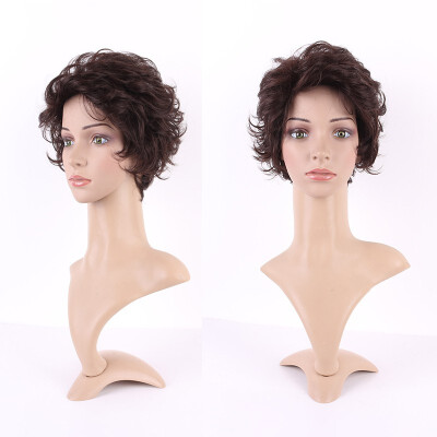 

Long Curly Synthetic Wig with Bangs Short Hair Wigs Heat Resistant Full Wig Full Head for Women