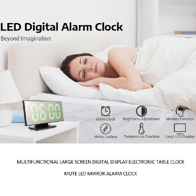 

Multifunctional Large Screen Digital Display Electronic Table Clock Mute LED Mirror Alarm Clock