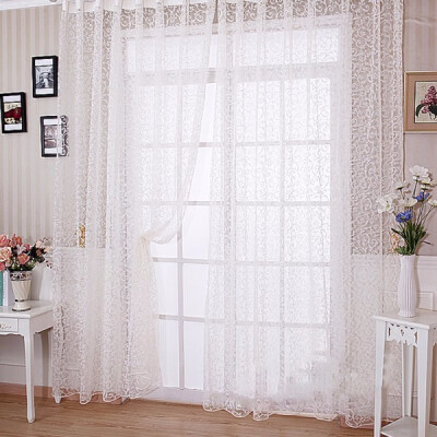 

Modern Style Window Curtains Living Room Floral Tulle Curtain Door Balcony Lifting Sheer Valance