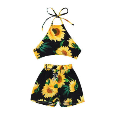 

US STOCK 2PCS Newborn Baby Girl Sleeveless Tops Floral Pants Outfits Set Clothes