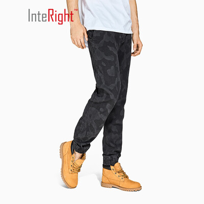 

Beijing selected products × INTERIGHT jeans male trend camouflage laser printed bouquet feet jeans deep gray ash 36 yards XXL