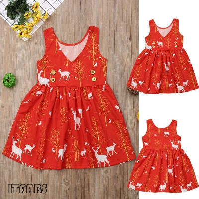 

Toddler Kids Baby Girl Xmas Deer Tops Skirts Outfits Clothes Christmas Dress New