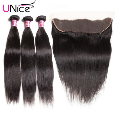 

13x4 Lace Frontal Closure With Malaysian Straight Human Hair Bundles Pre Plucked