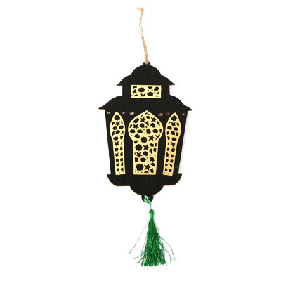 

Wooden Eid Mubarak Hanging Pendant DIY Crafts Ornament with Rope Festival Decoration