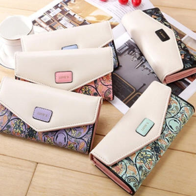 

Women PU Leather Zipper Card Holder Plain Coin Bag Phone Handbag Wallet Purse