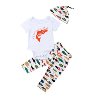 

US Newborn Baby Boy Clothes Summer Romper JumpsuitPants Legging Fish Outfit Set