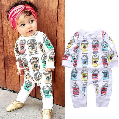 

Toddler Kids Baby Boy Girls Clothes White Frappe Pattern Romper Outfits Bodysuit