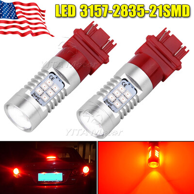 

2x Pure Red 3157 3156 21SMD Non-Polarity LED Tail Brake Stop Light Bulbs 12V-24V